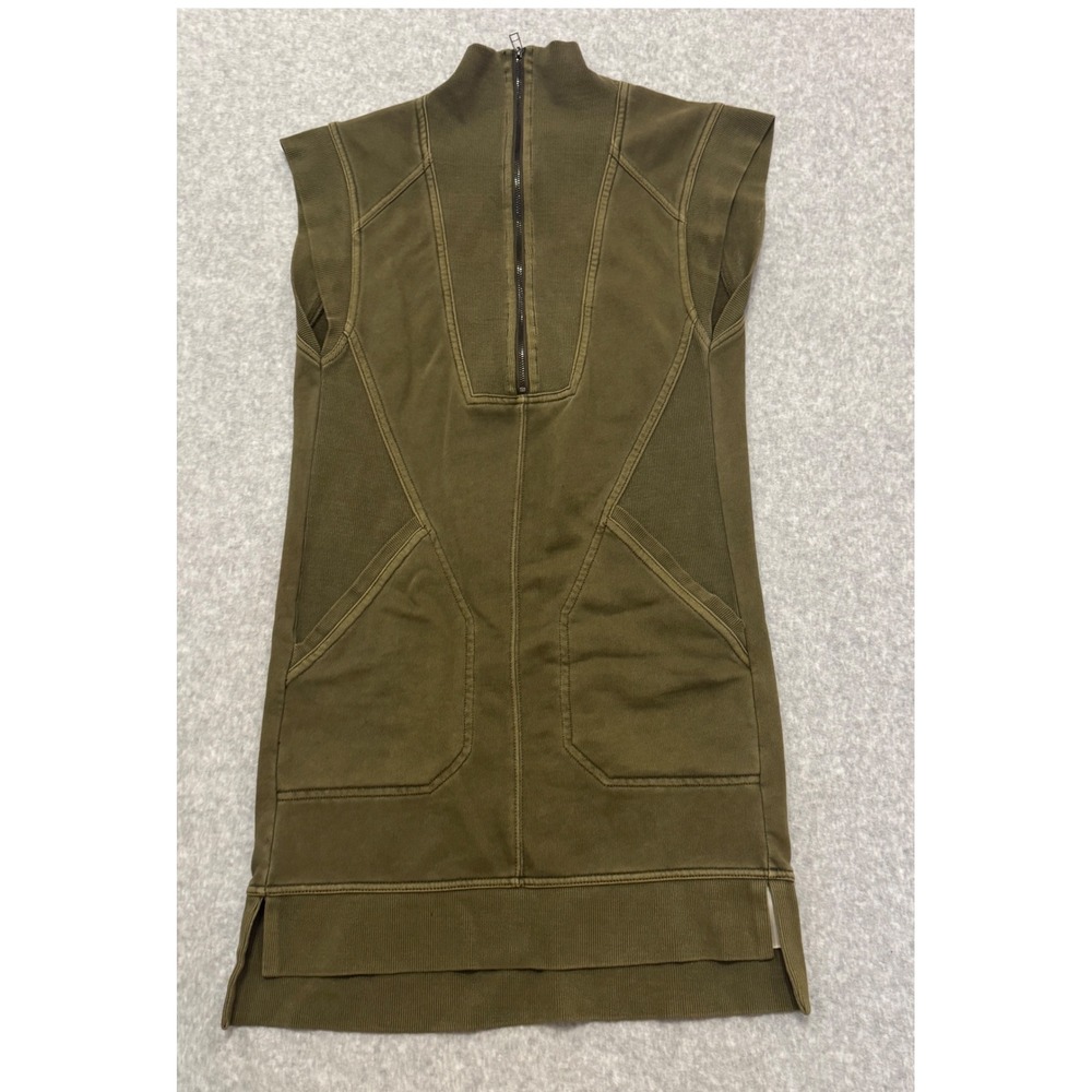 Daily Practice Anthropologie Olive Green Sleeveless Quarter Zip Mini Dress XXS